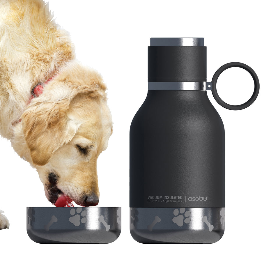 Dog Bowl Water Bottle - burgundy